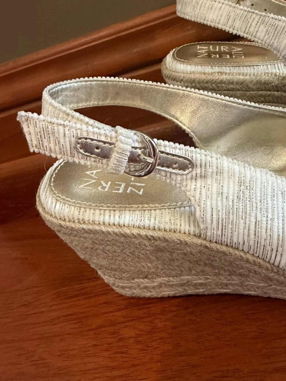Naturalizer Bettina Peep Toe Bow Slingback Wedge Espadrilles, Size 8